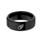 tungsten wedding band men – black tungsten comet wedding band