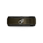 engraved rings for couples – gunmetal & black tungsten comet wedding band