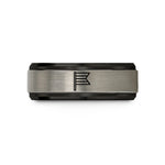 matching tungsten ring set – black & blue & silver tungsten ensign bar vertical wedding band