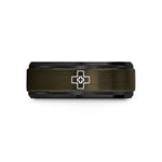 custom men's anniversary bands – gunmetal & black tungsten first aid cross wedding band