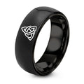 Celtic Knot Triquetra – Tungsten Wedding Band, 8 mm, Gunmetal, Grey Comfort-Fit Unisex
