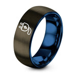 Anniversary Rings for Men – gunmetal & blue tungsten charging plug ring