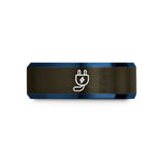 stylish him tungsten ring – gunmetal & blue tungsten charging plug wedding band