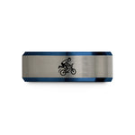 engraved rings for him – black & blue & silver tungsten freestyle bmx tailwhip wedding band