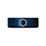 custom men's ring design – black & blue tungsten hexagon badge wedding band