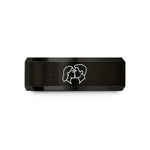 promise band for her – black & rose gold tungsten kiss silhouette wedding band