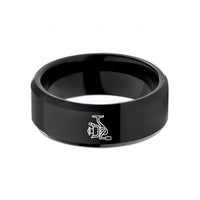 unique men's anniversary gift – black tungsten spinning reel wedding band