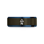 engraved promise ring – gunmetal & blue tungsten north arrow n wedding band