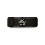 engraved rings for her – black tungsten stars print wedding band
