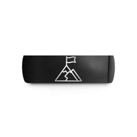 engraved rings for her – black tungsten summit flag wedding band