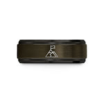 engraved rings for her – gunmetal & black tungsten summit flag wedding band