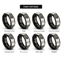 font options for inside engraving on black & grey ansuz rings