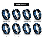 font options for inside engraving on blue & gray answering pennant rings