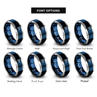 font options for inside engraving on blue & gray answering pennant rings