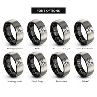 font options for inside engraving on black & grey ant rings