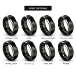 font options for inside engraving on black & grey ant rings
