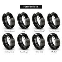 font options for inside engraving on black & grey ant rings