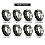 font options for inside engraving on black & silver ant rings