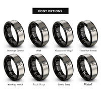font options for inside engraving on black & grey ant rings
