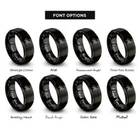 font options for inside engraving on black ant rings