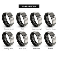 font options for inside engraving on black & gray ant trail rings