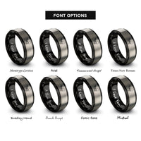 font options for inside engraving on black & gray ant trail rings