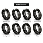 font options for inside engraving on black & silver ant trail rings