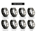 font options for inside engraving on black & silver ant trail rings