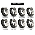 font options for inside engraving on black & grey ant trail rings