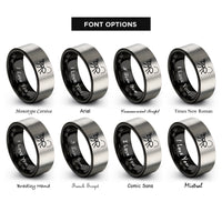 font options for inside engraving on black & grey ant trail rings