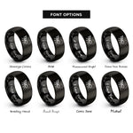 font options for inside engraving on black ant trail rings