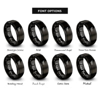 font options for inside engraving on black ant trail rings