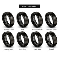 font options for inside engraving on black ant trail rings