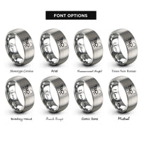 font options for inside engraving on grey ant trail rings