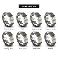 font options for inside engraving on grey ant trail rings