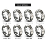 font options for inside engraving on gray ant trail rings