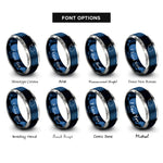font options for inside engraving on blue & silver antarctica rings