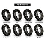 font options for inside engraving on black & grey antelope rings