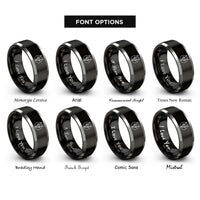 font options for inside engraving on black & gray antelope skull circle rings