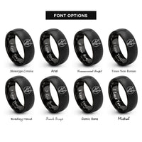 font options for inside engraving on black antelope skull circle rings