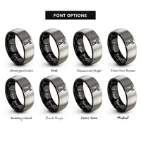 font options for inside engraving on black & grey antenna tower rings