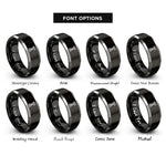 font options for inside engraving on black & silver antenna tower rings