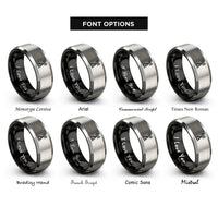 font options for inside engraving on black & silver antenna tower rings