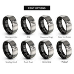 font options for inside engraving on black & silver antenna waves rings
