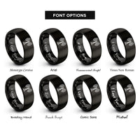 font options for inside engraving on black antenna waves rings