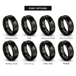 font options for inside engraving on black antenna waves rings