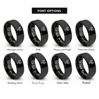 font options for inside engraving on black antenna waves rings