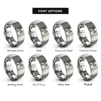 font options for inside engraving on gray antenna waves rings