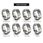 font options for inside engraving on grey antenna waves rings