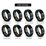 font options for inside engraving on gunmetal & blue antenna waves rings